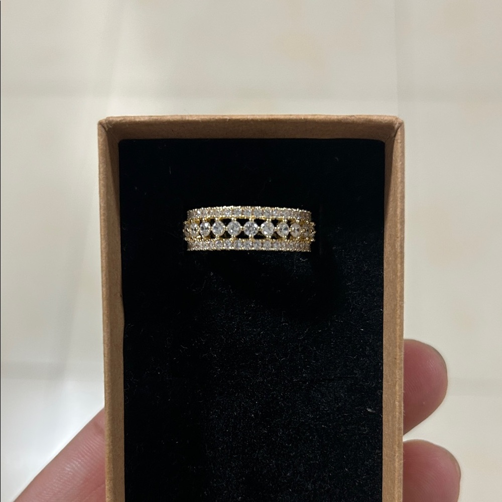 Elegant Gold over Silver with CZ diamond Ring